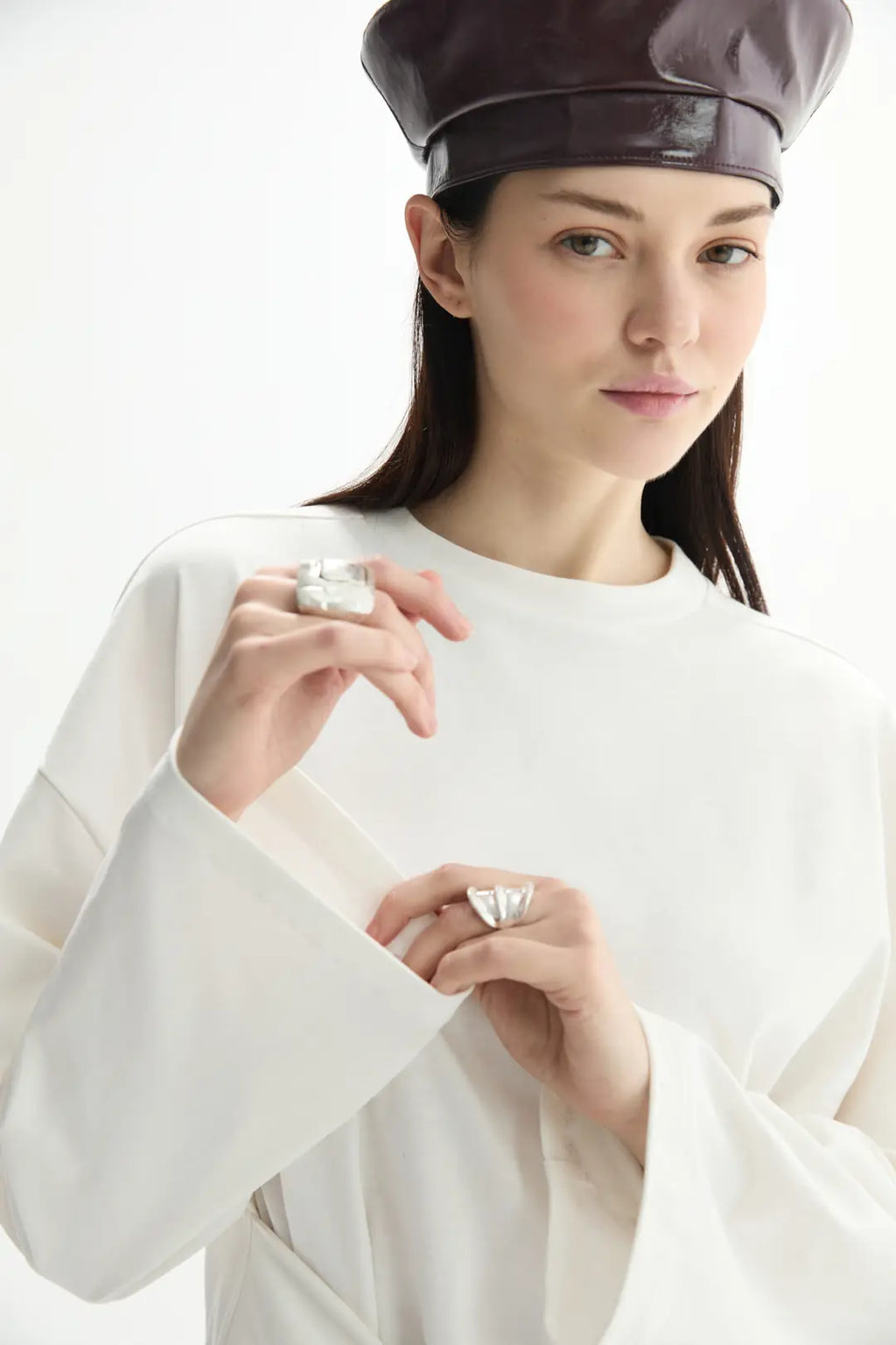 Long Sleeve Tie Top - White
