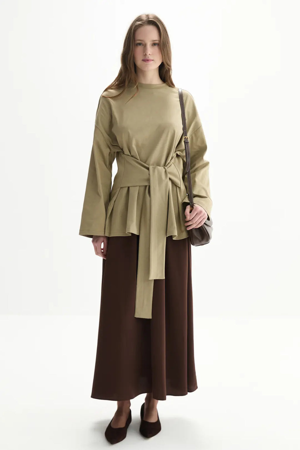 Long Sleeve Tie Top - Sage