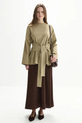 Long Sleeve Tie Top - Sage