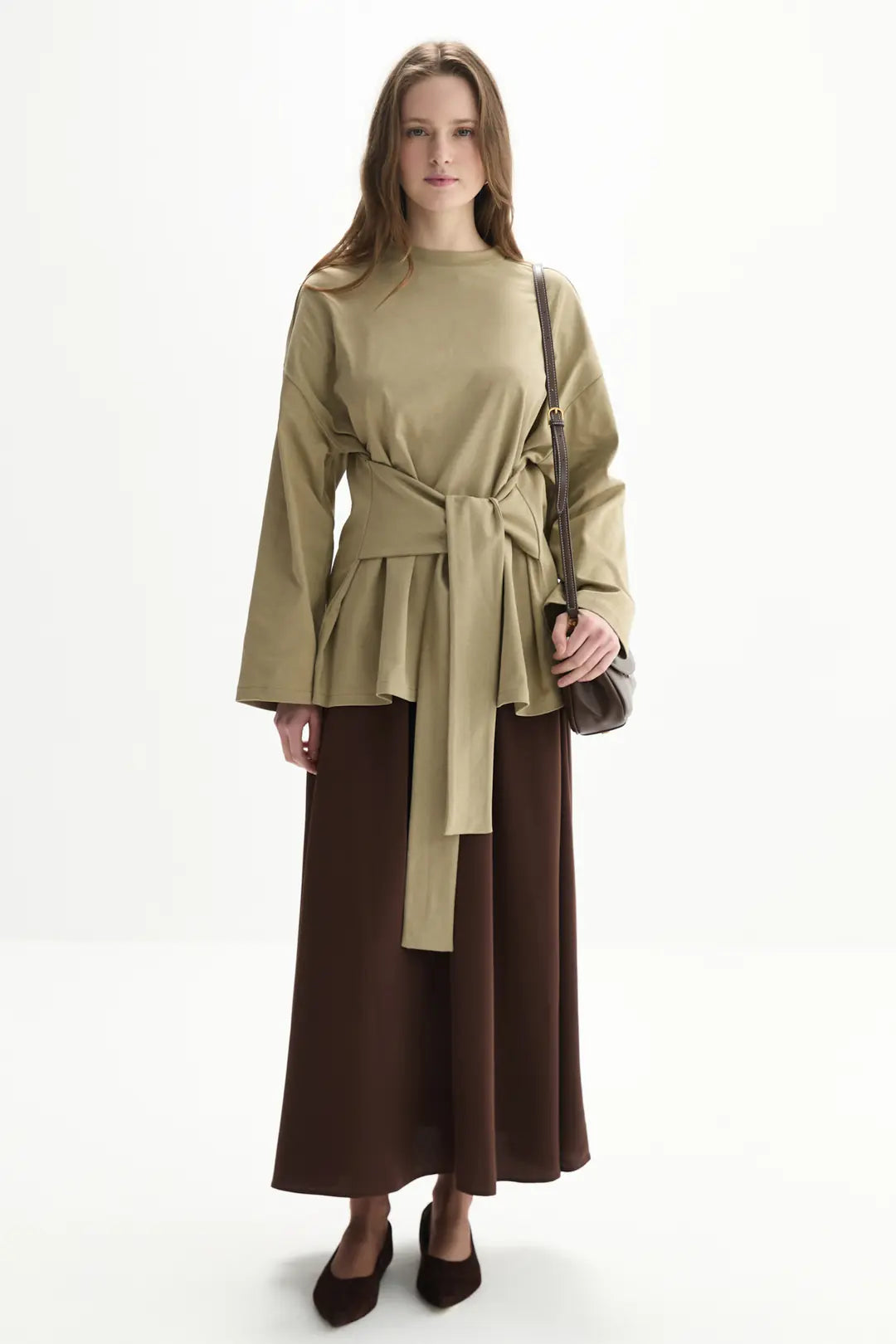 Long Sleeve Tie Top - Sage