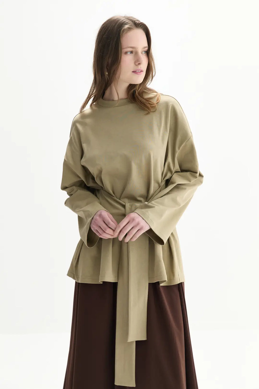 Long Sleeve Tie Top - Sage